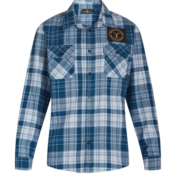 Yellowstone Other - Yellowstone Dutton Ranch Mens Shirt Medium Blue Plaid New 60% Cotton Button-Down
